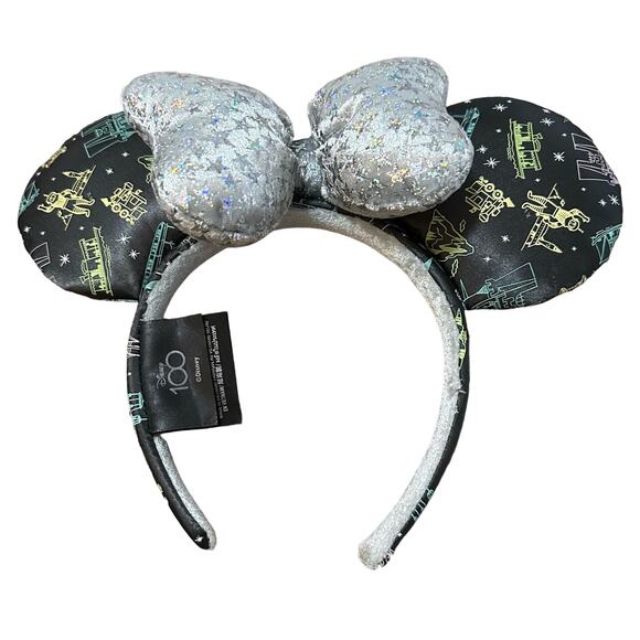 Disney Parks 100 Celebration Minnie Mouse Ears Disneyland Sparkle - Picture 1 of 5